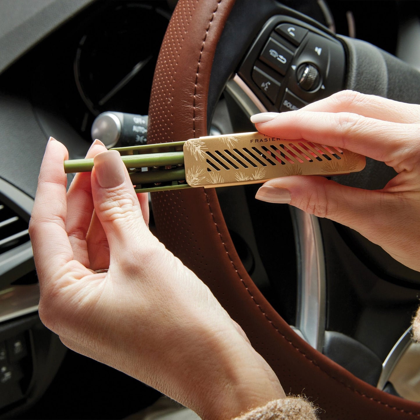 Thymes Frasier Fir Car Diffuser Refill in use