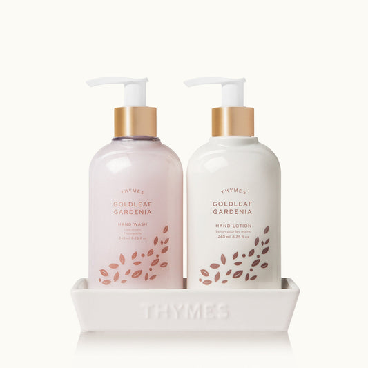 Thymes Goldleaf Gardenia Sink Set with Hand Wash and Lotion