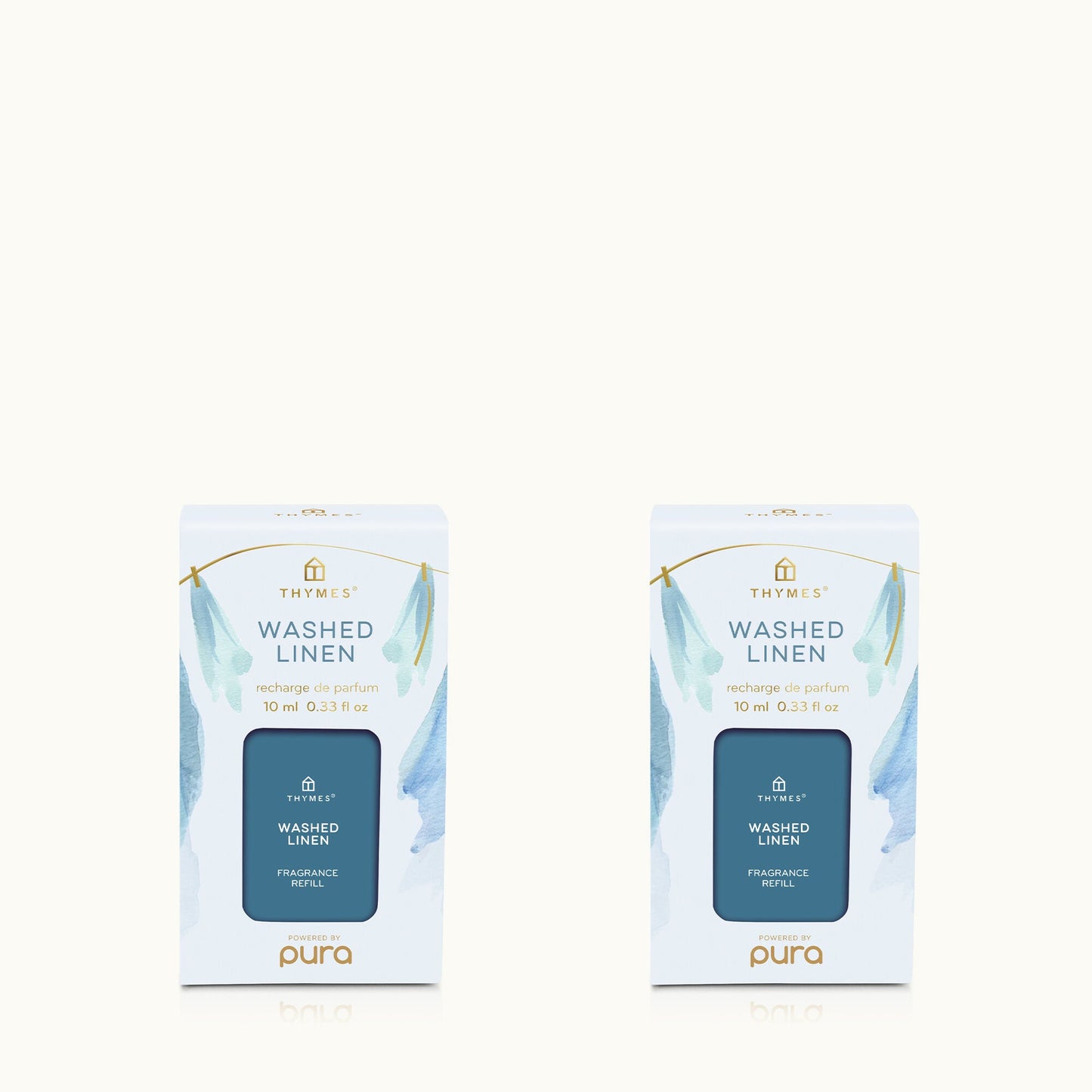 Thymes Washed Linen Pura Diffuser Refill 2-Pack Bundle